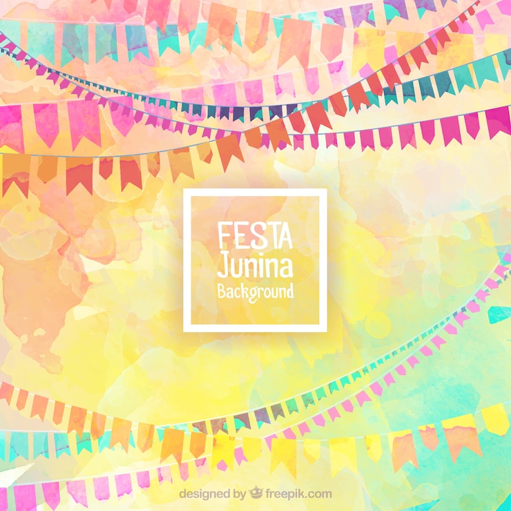 Free Vector watercolor buntings festa junina background