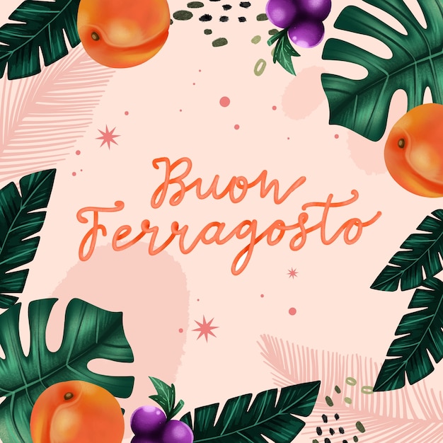 Free vector watercolor buon ferragosto lettering