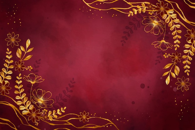 Free vector watercolor burgundy and gold background