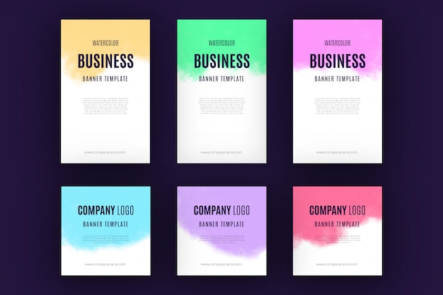 Watercolor business banner collection 