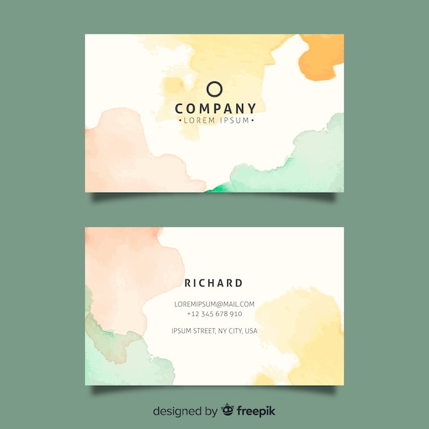 Watercolor business card template