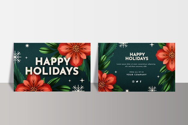 Watercolor business christmas card template