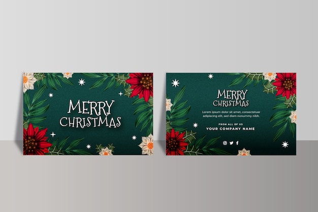 Free vector watercolor business christmas card template