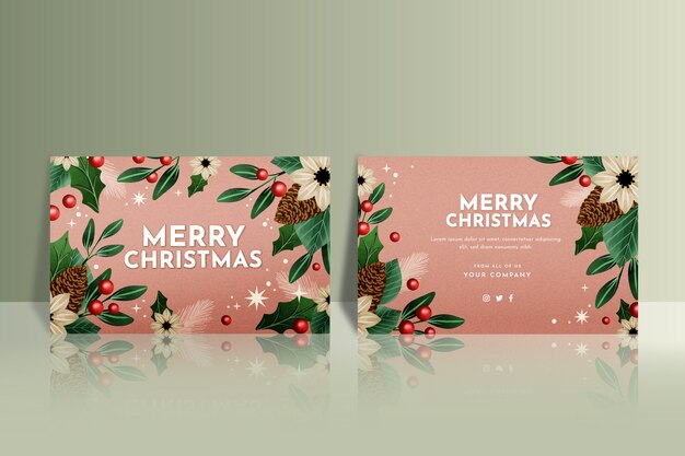 Watercolor business christmas card template