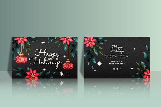 Free vector watercolor business christmas card template