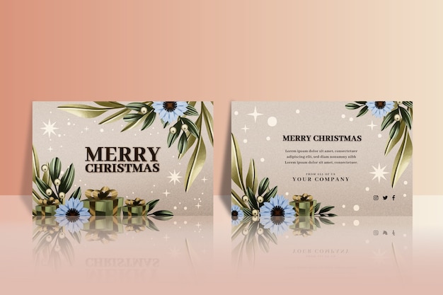 Free vector watercolor business christmas cards