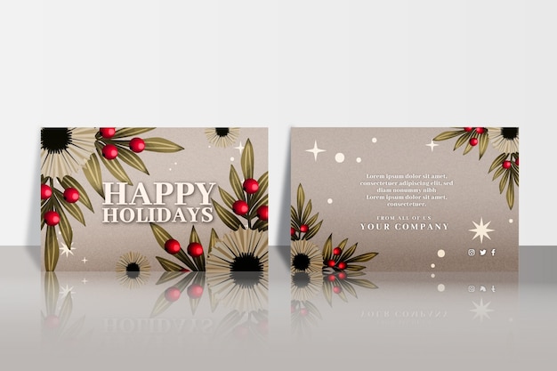 Free vector watercolor business christmas cards