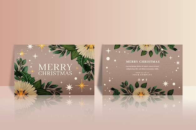 Free vector watercolor business christmas cards
