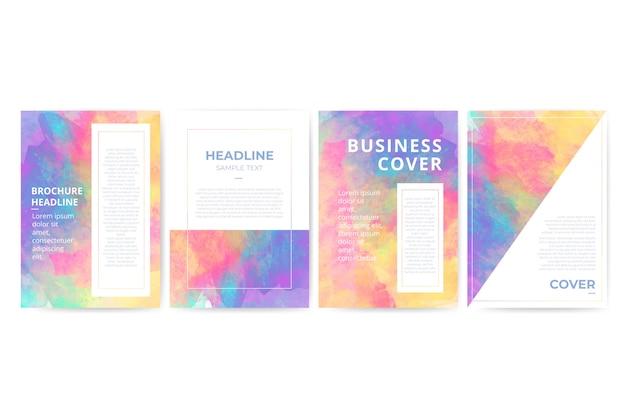 Watercolor business cover set