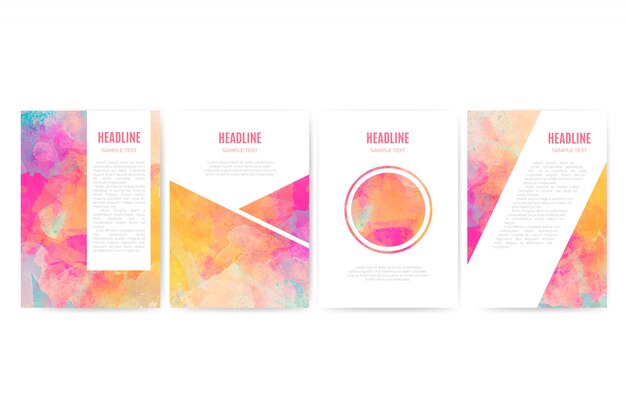 watercolor business cover set 