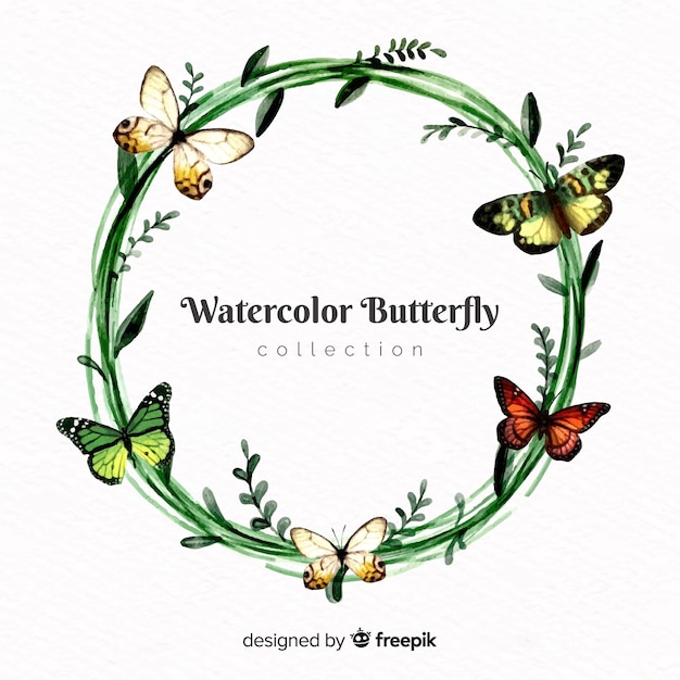 Watercolor butterflies wreath