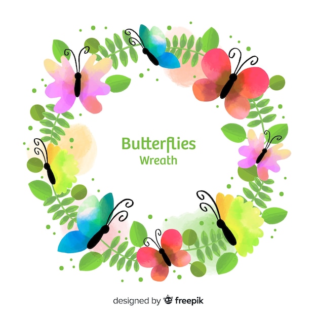 Free vector watercolor butterflies wreath