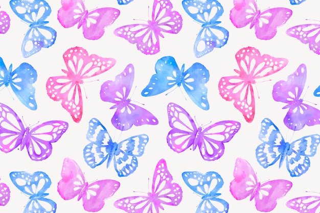 水彩蝶の背景パターン、フェミニンなデザインベクトル