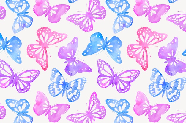 Watercolor butterfly background pattern, feminine design vector