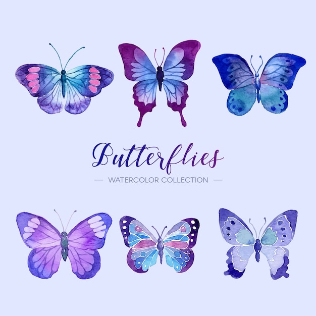 Free vector watercolor butterfly collection