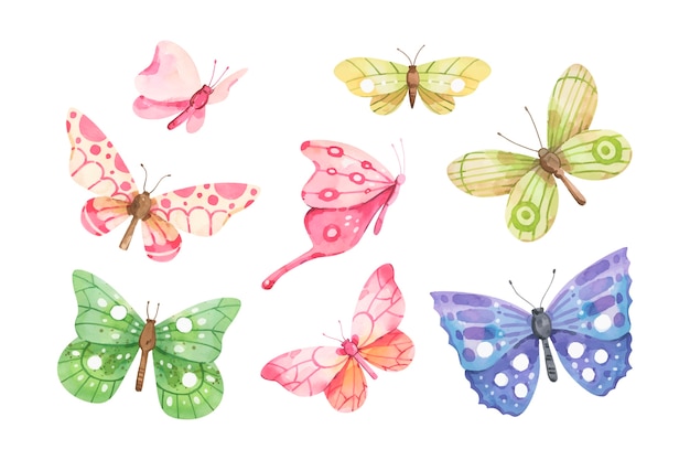 Free vector watercolor butterfly collection