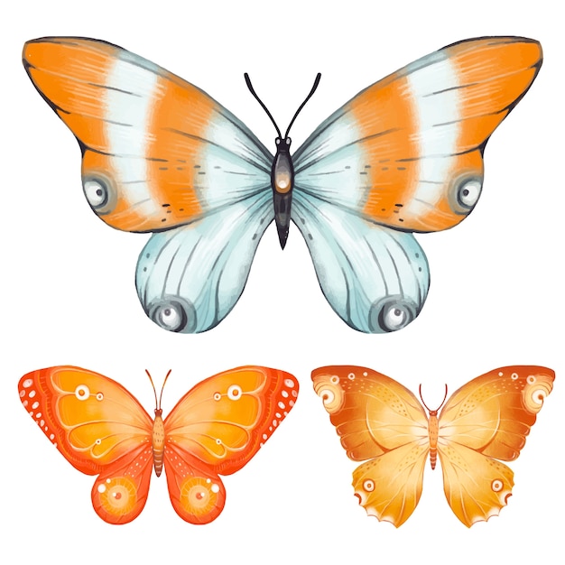 Free vector watercolor butterfly collection