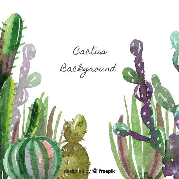 Watercolor cactus background