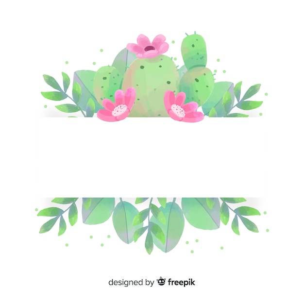 Free vector watercolor cactus banner with blank banner