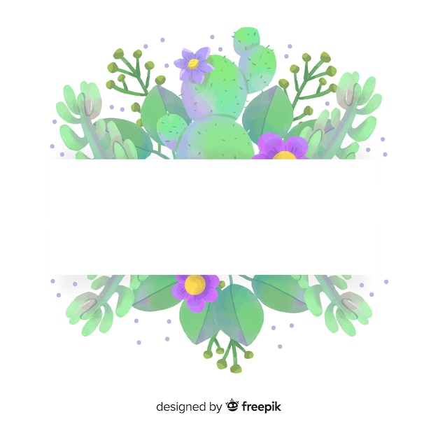 Watercolor cactus banner with blank banner