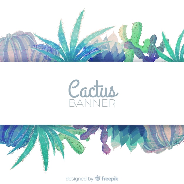 Banner di cactus dell'acquerello