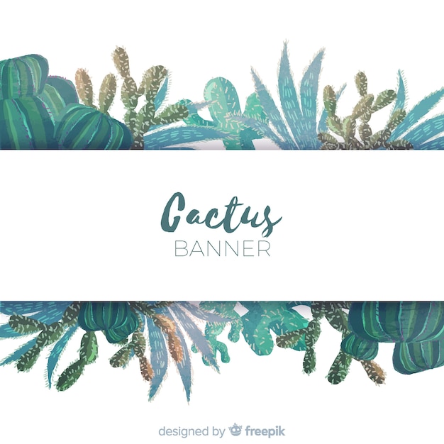 Banner di cactus dell'acquerello