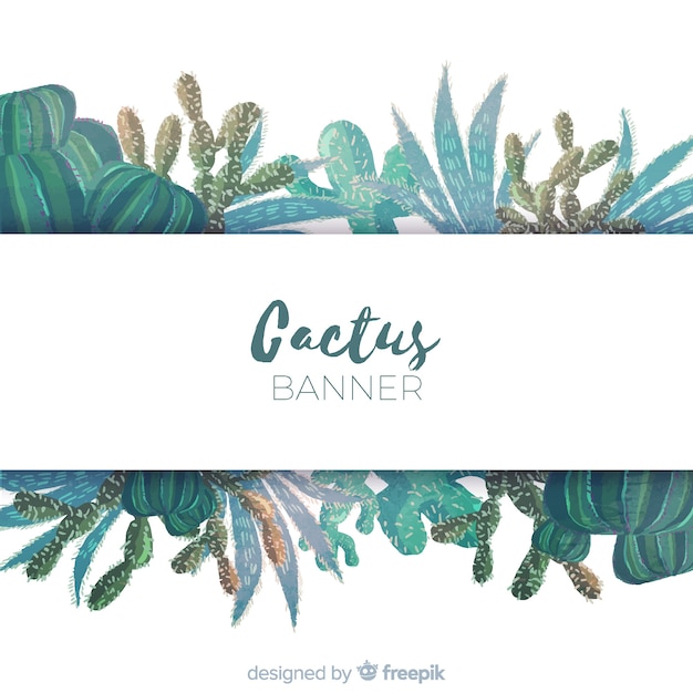 Watercolor cactus banner