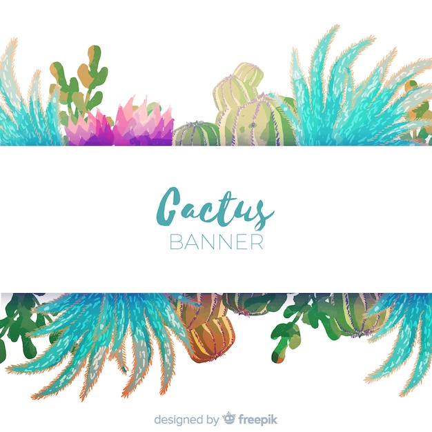 Banner di cactus dell'acquerello