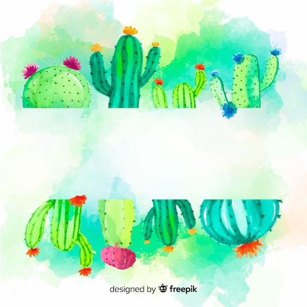 Free vector watercolor cactus banners with blank banner
