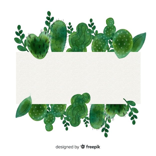 Watercolor cactus banners with blank banner