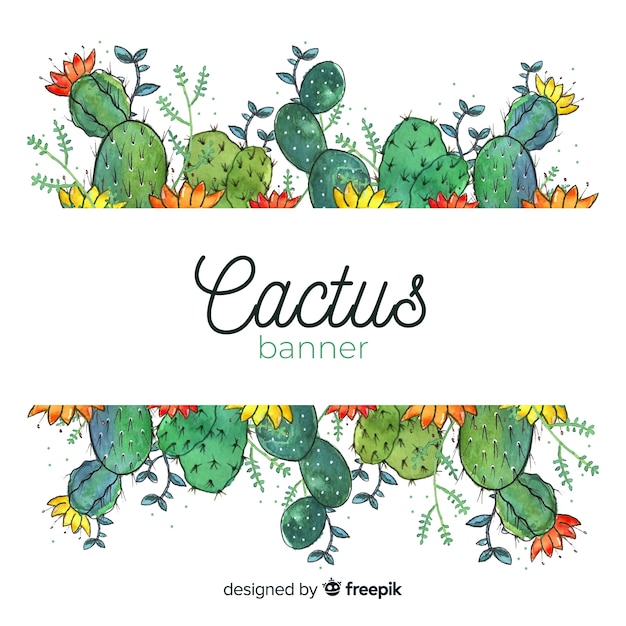 Free vector watercolor cactus banners with blank banner