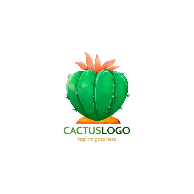 Акварельный дизайн логотипа кактуса
