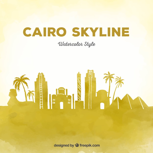 Акварель cairo skyline с элегантным стилем