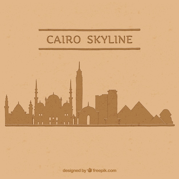 Free vector watercolor cairo skyline with elegant style