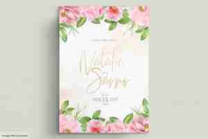Free vector watercolor camellia flowers invitation card