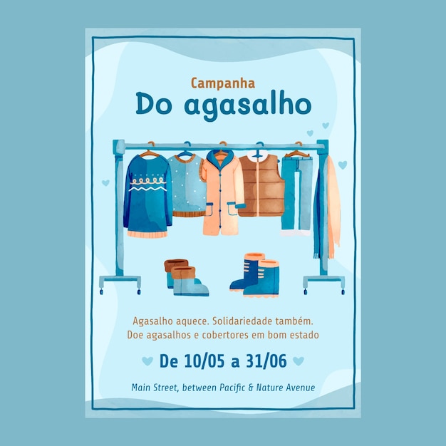 수채화 campanha do agasalho 포스터 템플릿