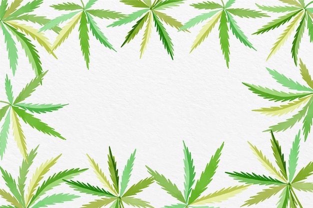 Watercolor cannabis leaf background