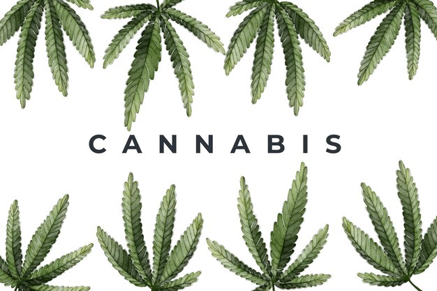 Watercolor cannabis leaf background
