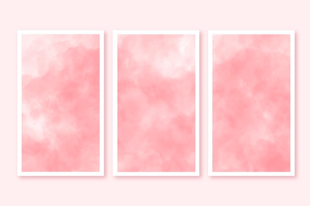 Free vector watercolor cards set with clouds