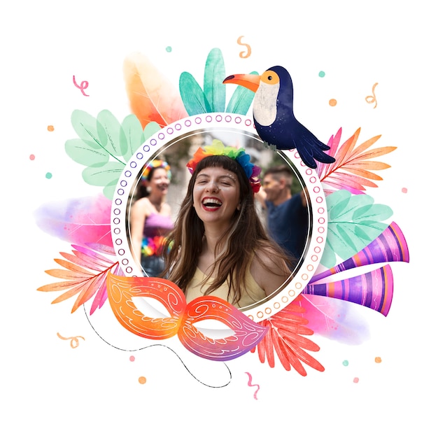 Watercolor carnival photo frame template