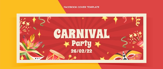 Free vector watercolor carnival social media cover template