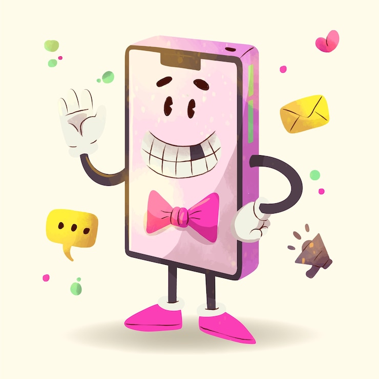 Free Vector watercolor cartoon smartphone illustration