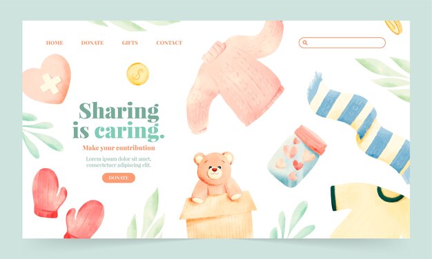 Watercolor charity event landing page