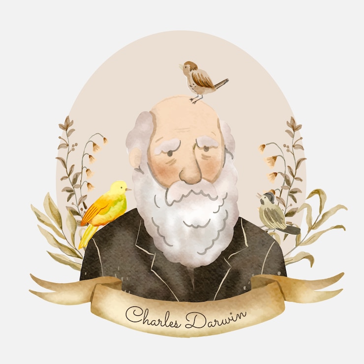 Free Vector watercolor  charles darwing illustration