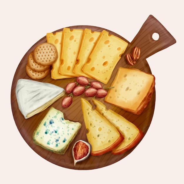 Free vector watercolor cheese board illustration