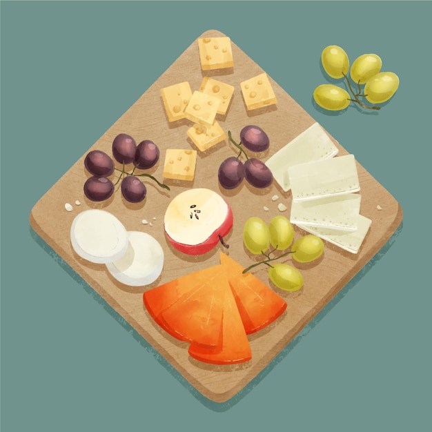 Free vector watercolor cheese board illustration