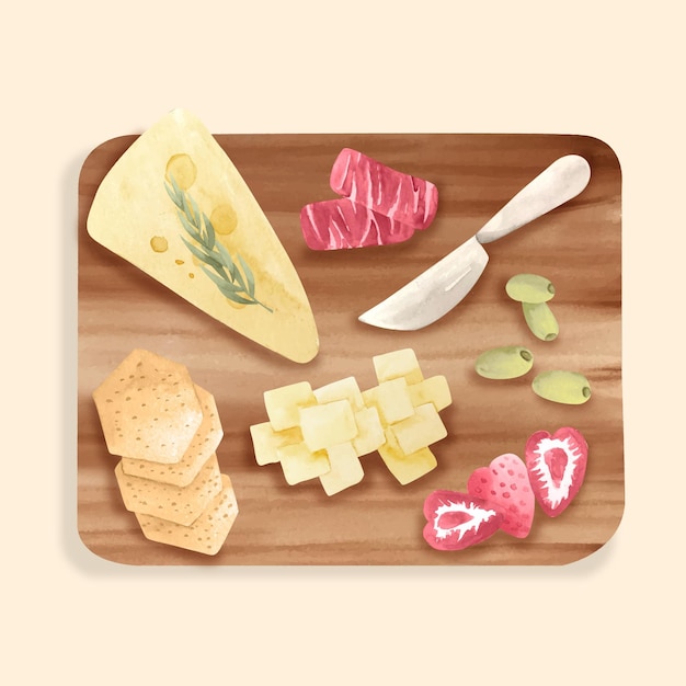 Free vector watercolor cheese board