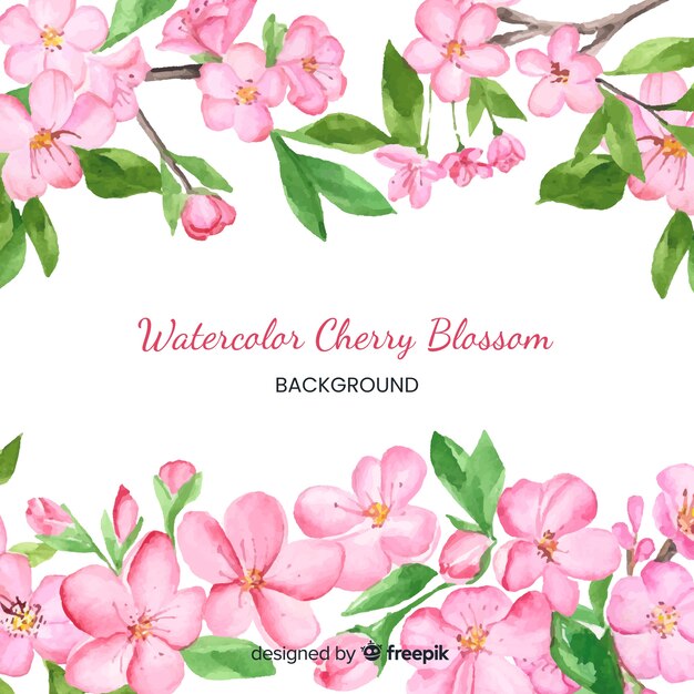 Watercolor cherry blossom background