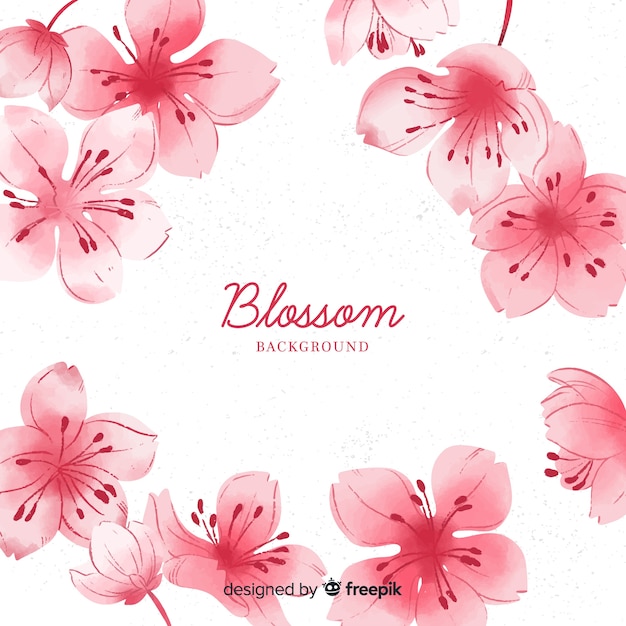 Free vector watercolor cherry blossom background