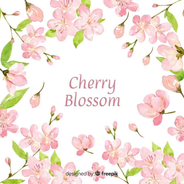 Free vector watercolor cherry blossom background